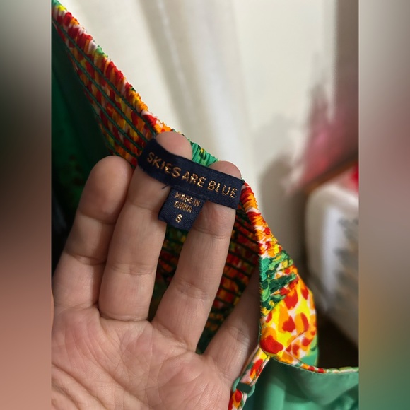 Skies Are Blue Green Pineapple Pattered Dress Size S - Picture 6 of 6